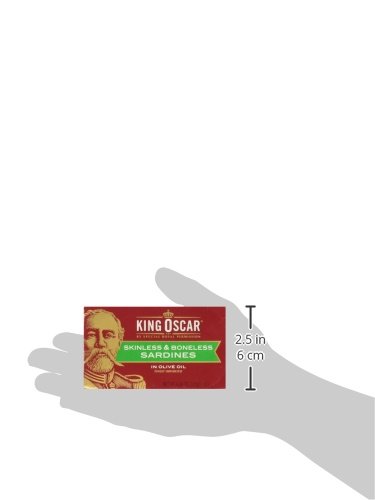 KING OSCAR SARDINES IN OLIVE OIL, 4.38 OUNCE CANS (PACK OF 1), SKINLESS & BONELESS, WILD CAUGHT CANNED SARDINES