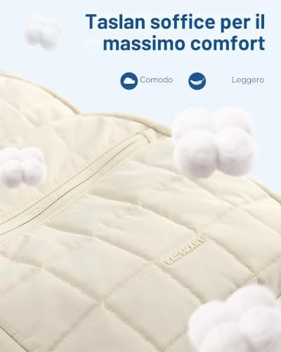 Zaino da donna imbottito, impermeabile, per computer portatile da 15,6 pollici, viaggi universitari, Beige, M