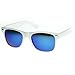 zeroUV Retro Bright Horn Rimmed Sunglasses with Colorful Mirrored Lenses - UV400 (White)
