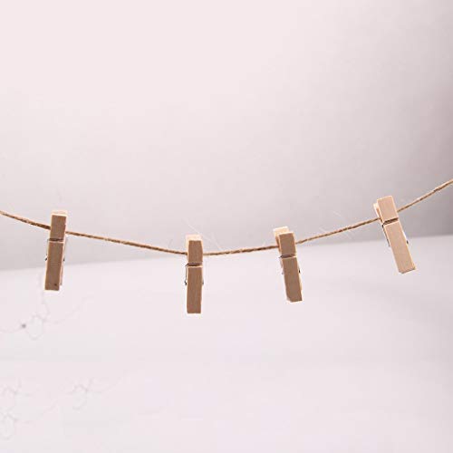 jiumoji Garden 100PC Wood Clothespin 3.5CM 100M Natural Craft Rope Jute Rope