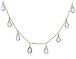 14k Yellow Gold, March Birthstone, Aquamarine Briolette Station Necklace