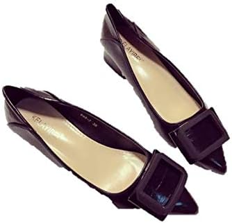 Amazon パンプス ローヒール かわいい パンプス 走れる 痛くない フラットパンプス 歩きやすい バックルスクエアトゥパンプス チャンキーヒール ポインテッドトゥ 太ヒール バックルポイントパンプス レディース 通販