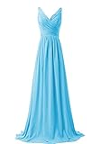 WeiYin Women's Chiffon V-neck Sleeveless Bridemaid Dresses
