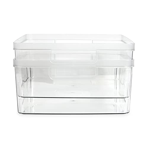 Isaac Jacobs 2Pack Large Clear Storage Bins (11.5” L x 14” W x 5.5” H