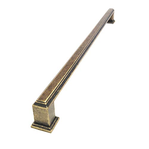 Art Deco Kitchen Cabinet Cupboard Handles (Sets of 6), Boss Bar Bow Deep Antique Brass Finish. for Kitchens, wardrobes, General Furniture by FFF. (288mm Between fixings)