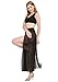 JAKY Womens Sheer Sarong Side Slit Beach Skirt Swimsuit Cover Ups Swimwear(Black M)