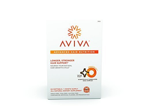 Aviva Advanced Hair Nutrition Growth & Repair Supplement for Longer, Stronger, Thicker Hair, 64 Softgels, 1 Month Supply