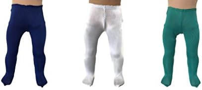 Glamerup: Lot of 3 Plain Footed Tights in White, Green, and Blue - Sized for Most 18 inch Dolls