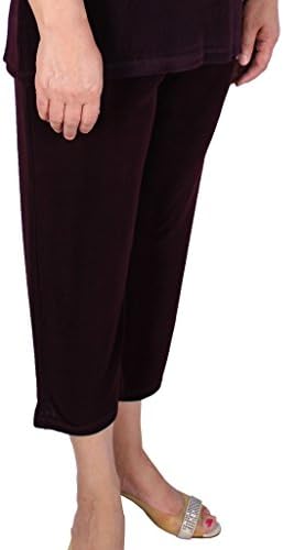 Calison Women's Acetate Slinky Pull On Capri Pants Made in USA Burgundy M