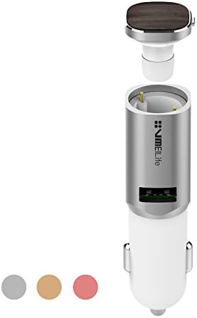 VMEILife 2 in 1 Mini Wireless Bluetooth Earbud USB Headphone Car Charger Bluetooth handsfree Bluetooth for car iphone (Sliver)