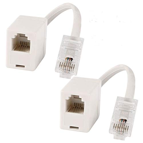 GFORTUN Beige RJ11 6P4C Female to Ethernet RJ45 8P4C Male Telephone Ethernet Adapter Cable Converter Socket (5 Pack)