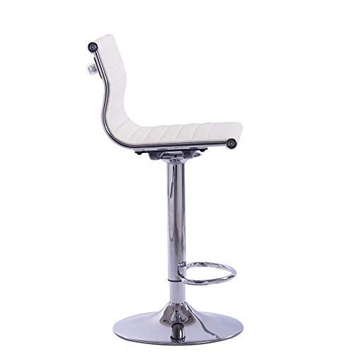 Sidanli White Adjustable Swivel Counter Bar Stool Chairs with Back (Set