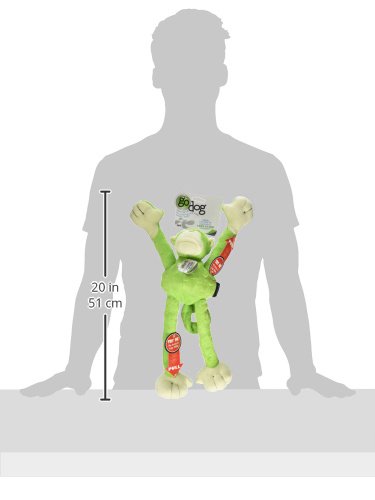 goDog Crazy Tugs Monkeys with Chew Guard Tough Plush Dog Toy, Green, Large