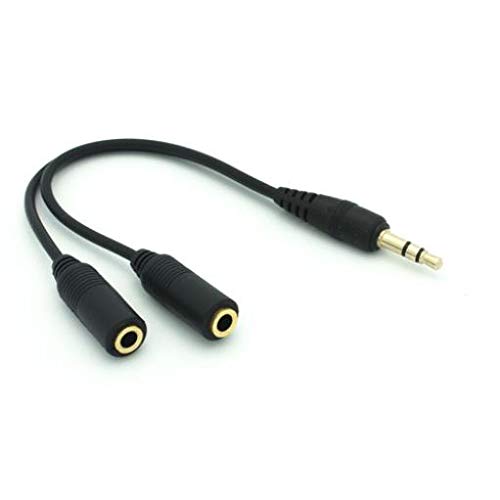 3.5mm Headset Splitter Earbuds Audio Jack Y Adapter 2-Port Black for Straight Talk Samsung Galaxy J7 Sky Pro (S727VL) - Straight Talk Samsung Galaxy Luna Pro (S327VL)