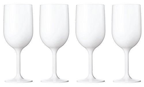 Drinique VIN-WG-WHT-4 Stemmed Wine Glass Unbreakable Tritan Stemware, 12 oz (Set of 4), White