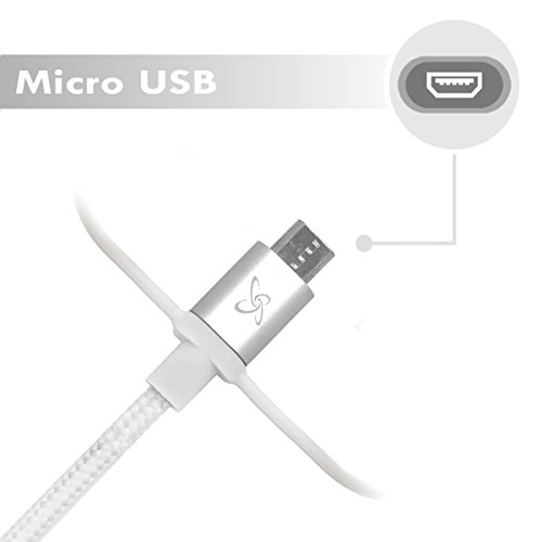 CyberTech 3 in 1 Replacement Cable, Micro USB and USB C for iOS Android Charging and Syncing Compatible with iPhone,Samsung,LG,Nexus and More, Cable tie Included (Silver 2 pcs)