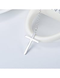 Infinity collar y dije de cruz estilo Lariat, de plata esterlina 925, con tres acabados disponibles