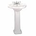 Renovators Supply Portsmouth 22 Inch Corner Pedestal Bathroom Sink, White Overflow And Pre Drilled 4 In. Centerset Faucet Holes - Grade A Porcelain Easy Clean Sink