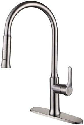 Kitchen Faucet, Cele Lead Free Food Grade Stainless Steel Kitchen Sink Faucet with Pull Down Sprayer, High Arc Single Lever Pull Out Kitchen Sink Faucets with Sprayer, Escutcheon is included