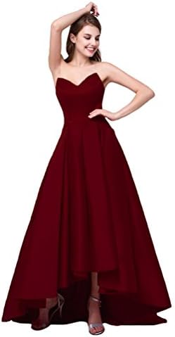 Xoemir Ladies Asymmetrical Wedding Dress For Bride 2018 Long Burgundy Prom Gown