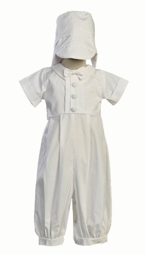 Boy's Cotton Christening Baptism Romper and Cap - Size M (6-12 Month)