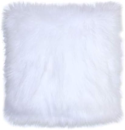 Faux Fur Pillow Cover Arctic Fox White 18 X 18 in - Set of 2