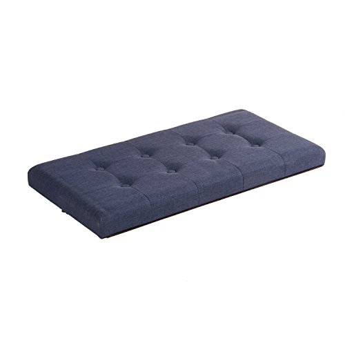 Seville Classics Foldable Tufted Storage Bench Ottoman, Midnight Blue