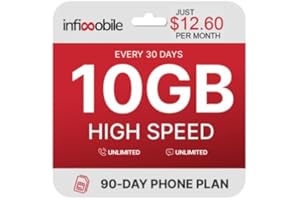 $12.6/Month | Infimobile Prepaid Unlimited Plan: 3 Months | 10GB High-Speed Data Per Month | Unlimited Data Talk & Text | Prepaid Plan Service SIM Card | Nationwide Coverage | 4G, 5G Network