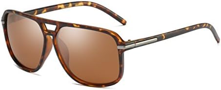 Heptagram Goggle Hot Retro Aviator Polarized Classic Driving Men Sunglasses (Tortoise Frame / Brown Lens)
