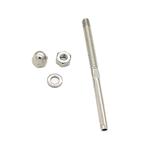 (Pack of 20) Zoostliss Cable Railing Swage Threaded Stud Tension End Fitting Terminal for 1/8" Cable Deck Railing Hand Swage T316 Stainless Steel Marine Grade