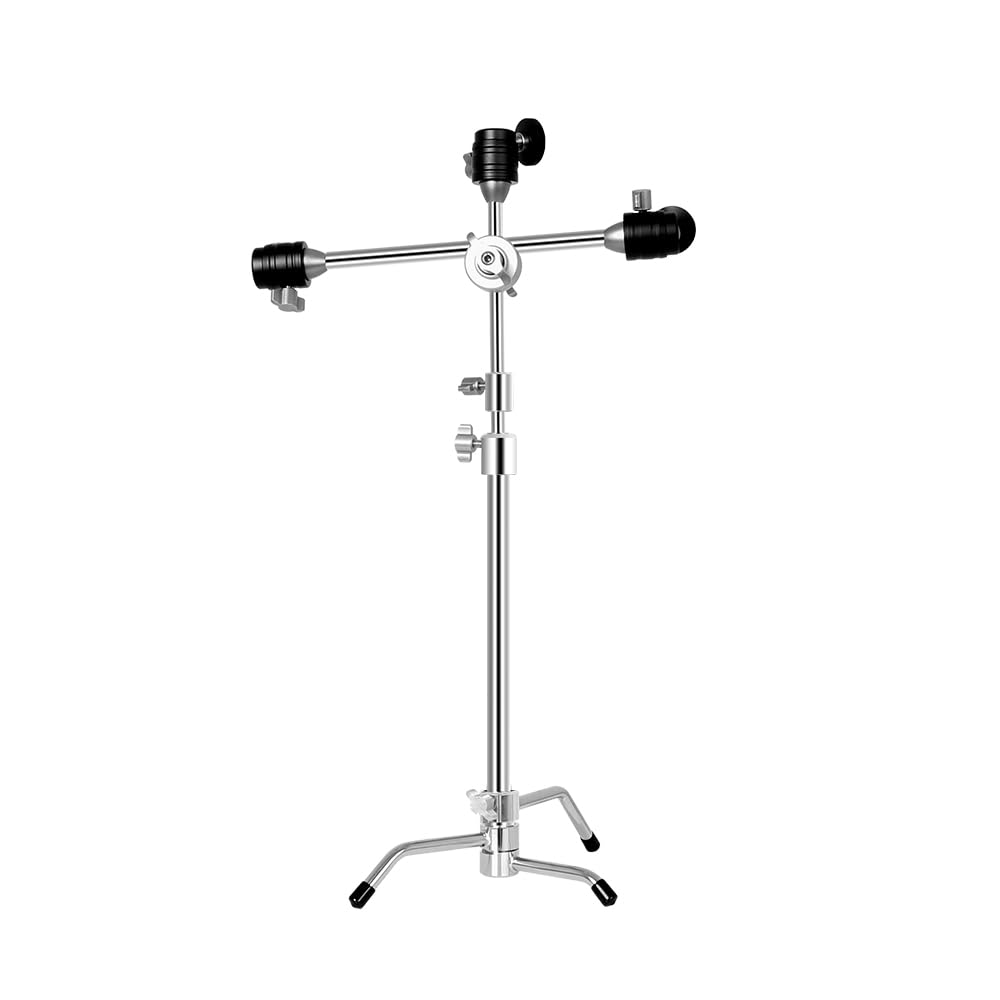 Andoer C Stand with Boom Arm, 20.8in Desk Tripod Phone Tripod Stand Aluminum Alloy 10kg/22lbs Load Capacity 2 Sections with Detachable Crossbar Desktop Tripod for Live Stream/Video Recording