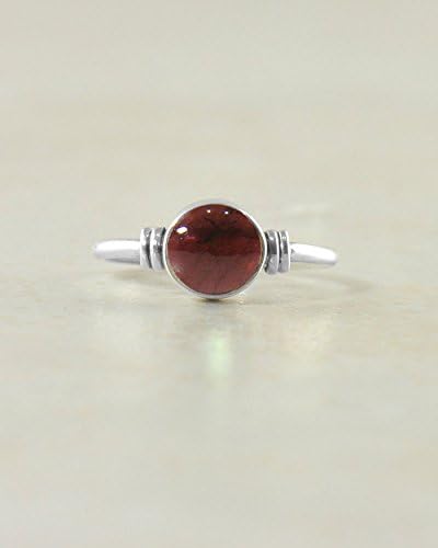 SIVALYA Round Garnet Ring in Solid 925 Sterling Silver, AAA Gemstone, Size 8, Women's Ring, Makes a Great Gift for Her