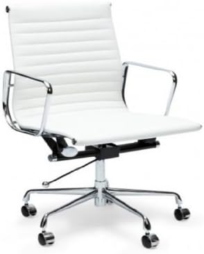 Stonebutterfly Eames Style EA117 Low Back Ribbed Leather Office Chair - White - Qty: 1