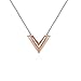 Titanium Steel V Shape Love Charm Necklace 17.5 inch 45 cm (Rose Gold)