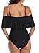 Tempt Me Women's Black Off Shoulder One Piece Swimsuits Flounce Ruffle Bathing Suits L