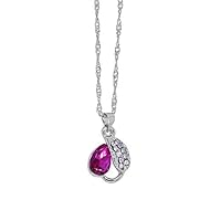 GTNINE Rose Red Gem Crystal Rhinestone Leaf Pendant Necklace Chain for Women Dainty Minimalist Fashion Jewelry Wedding Party Birthday Gift