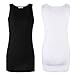 Moxeay Women Scoop Neck Cotton Extra Long Tank Top Vest 2 Pieces (M, Black&White)