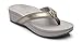Vionic Women's Pacific High Tide Toepost Sandals - Ladies Mid Heel Flip Flops with Concealed Orthotic Support - Pewter 7M