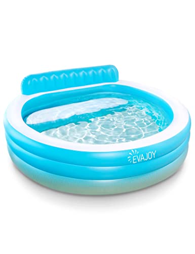 Evajoy Inflatable Kiddie Baby Pool, 3 Rings Full-Sized Inflatable Swimming Family Pool with Seats, 88