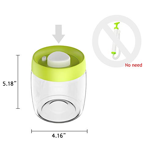 Folinstall 2 Pcs 30 ozï¼ˆ880MLï¼‰Glass Jars Vacuum Sealer, Airtight Glass Preserving Jars with Green Vacuum Sealed Airtight Lid, No Need a Separate Pump, High Borosilicate Mason Jars