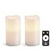 White Flameless Wax Pillar Candles with Remote - Set of 2, Warm White LED Lights, 6 Inch Height, Batteries Included, Decorative Electric Candles for Home Decor, Weddings and Gifts