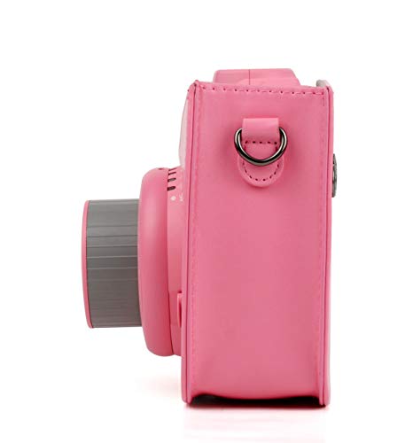 DKEnjoy Compatible Fuji Instax Mini 8/8+/9, PU Leather Camera Case Bag with Adjustable Strap for Fujifilm Instax Mini 8/8+/9 Instant Film Camera (Pink)