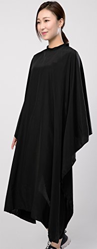 Salon Hair Cutting Cape, Black Salon Gown, 55" x 59" , 5.8 Ounces,Super Silky Smooth
