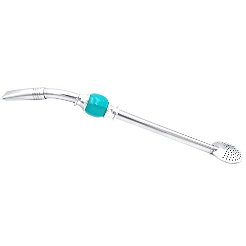 Yerba Mate Bombilla Gourd Drinking Filter Straw 304 Food-Grade 18/8 Stainless Steel Removable Filter Head with 3 Cleaning Brushes - 8.3" Long (Blue)
