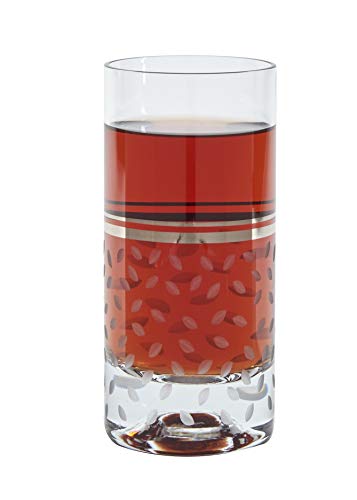 Glazze Crystal Set of 6 Handcrafted Highball Glasses with Hand Painted Real Gold or Platimum Trim Detailing - Hand Cut Raindrops Pattern - Luxurious Gift - For Soft drinks & More (Platinum) - Thumbnail 3