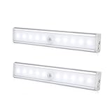 ICOCO Motion Sensor Cabinet Light, 10-LED USB Powered Motion Sensing Night Light Bar with Magnetic Strip for Wardrobe, Closet, Attics, Hallway, Washroom (2 PCS)