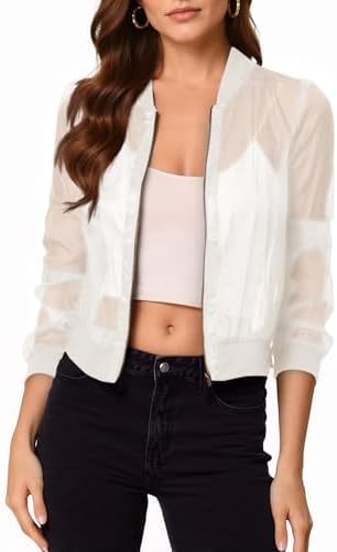 Verdusa Women's Mesh Sheer Crop Athletic Jackets Lightweight Long