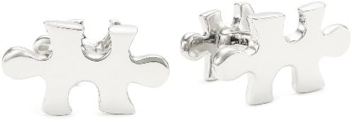 ROTENIER Novelty Sterling Silver Jigsaw Puzzle Piece Cufflinks