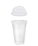 100 Sets 20 oz Plastic CLEAR Cups and Dome Lids with NO Hole
