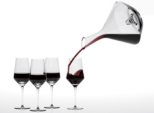 Miko Wine Decanter, Hand Blown 100% Lead Free Crystal Clear Wine Decanter Set With 4 Cabernet Wine Glasses And Sphere/Indent Wine Carafe - Thumbnail 6